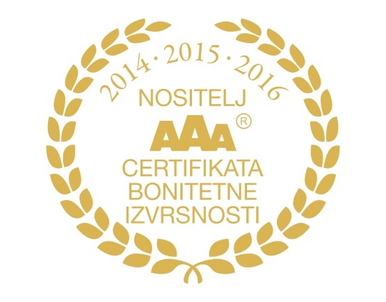 Ponosni dobitnici zlatnog AAA certifikata bonitetne izvrsnosti